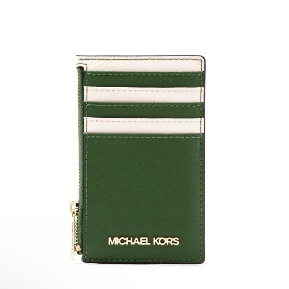 Michael Kors Green and White Key Card Holder Sleek Design